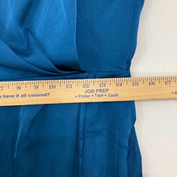 New Lulus Large Destiny Awaits Navy Blue Satin Faux-Wrap Maxi Dress Bridemaid - Picture 10 of 13